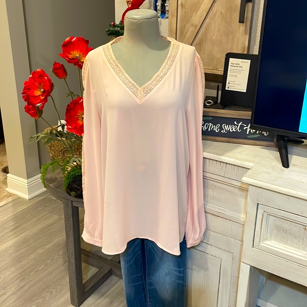 Loft Pink Long Sleeve Top Size Medium